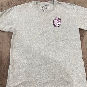 Anti Social Social Club Heather Gray Tee with Pink and Black Logo